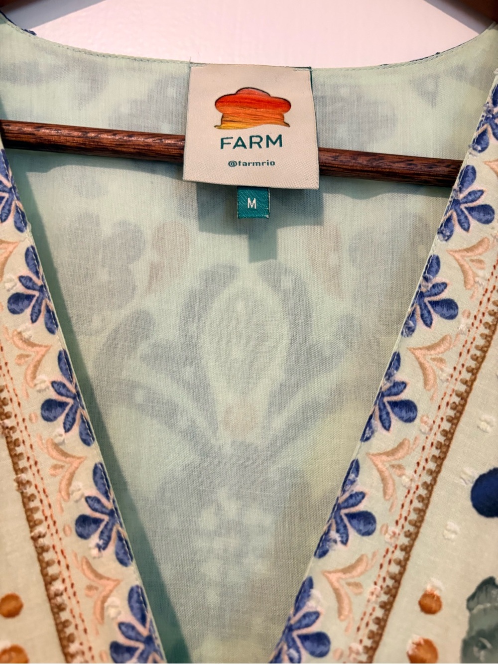 Farm Rio Tapestry Maxi Dress with Puff Sleeves - Blue & Green Ocean - Picture 3 of 7